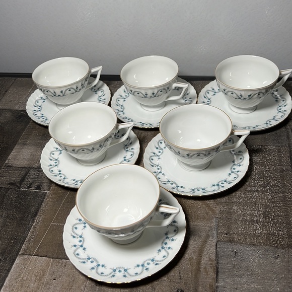 Vintage 40's Royal Tettau Germany Fine Porcelain Cups Saucers Hand Painted Rare - Picture 2 of 9